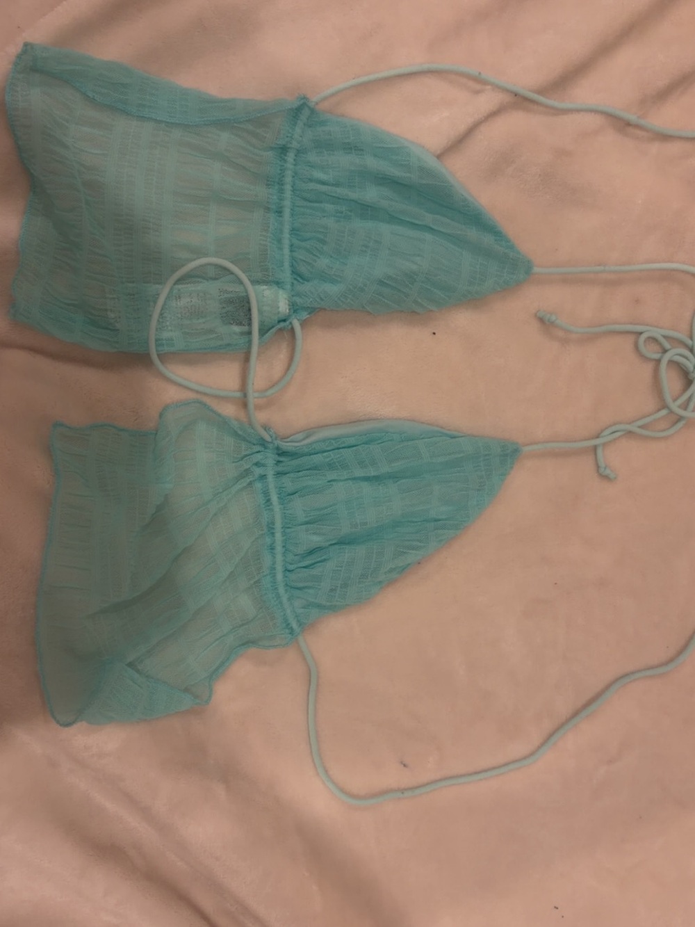 Sheer Light Blue Triangle Bralette - Women Intimates & Sleepwear